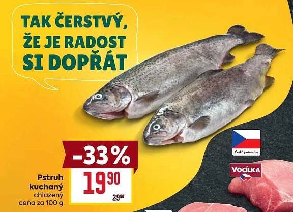 Pstruh kuchaný chlazený cena za 100g