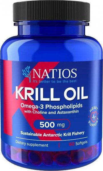 NATIOS Olej z antarktického krilu s astaxantinem, 500 mg, 60 softgel kapslí