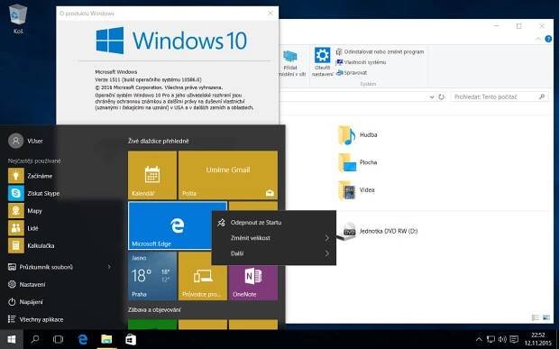 Stahujte Windows 10 Threshold 2: první velký update dorazil