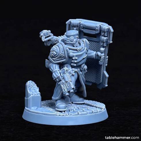 Forgeheart Medicus (space dwarf combat medic with shield)