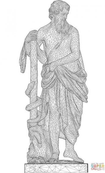 Asclepius 3D drátěný model omalovánka | Omalovánky k Vytisknutí Zdarma