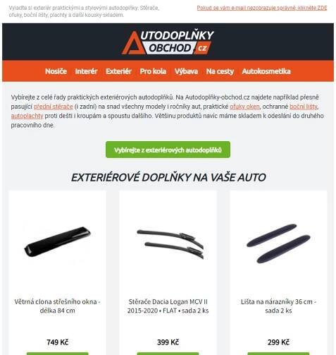 _ Náhradní stěrače, ofuky oken, plachty a další doplňky