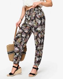 Vzorované vícebarevné dámské látkové kalhoty a'la alladins PLUS SIZE- Oblečení