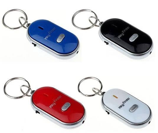 LED Key Finder Locator Najít ztracené klíče Řetízek Keychain Whistle