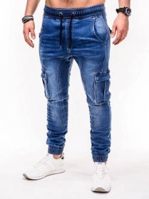 Pánské riflové jogger kalhoty - nebesky modré P410