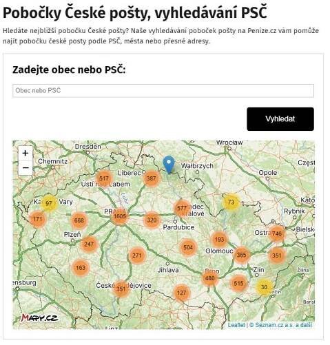 Peníze.cz - www.penize.cz - Developer Mapy