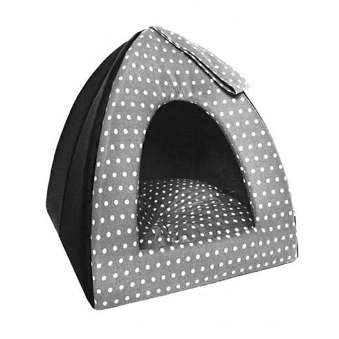 Kukaň pro psa IGLOO no.1 černá s šedým puntíkem