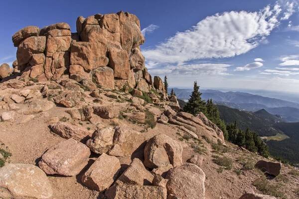 Pikes Peak granite near Colorado Springs, 2018. Photo credit: Mike O'Keeffe for the CGS.