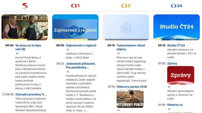 Není možné rozklikávat každý pořad v televizních programech - Médium.cz
