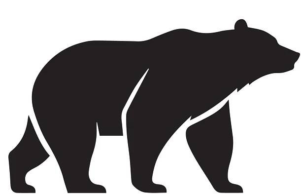 Bear icon logo. Minimal modern black and white vector illustration