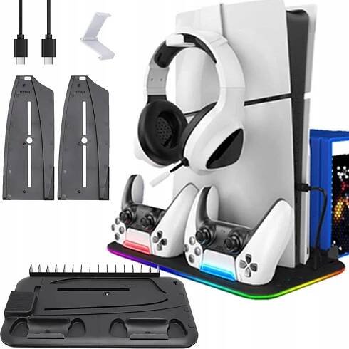 Nabíječka padů PS5 Dvojitá nabíjecí dokovací stanice Chladicí LED RGB