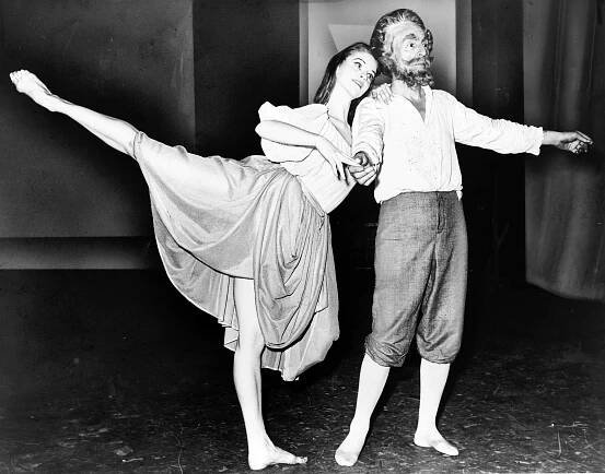 suzanne Farrell and Gorge Balanchine in a scene from Balanchine's Don Quixote.