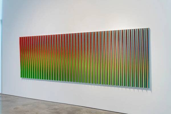 Carlos Cruz-Diez's Physichromie Panam 110 (2013) installation at Sicardi | Ayers | Bacino, 2023. Photo by Anthony Rathbun.