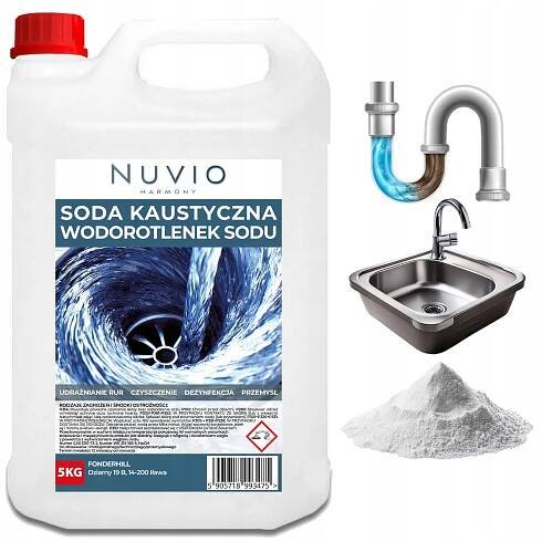KAUSTICKÁ SODA hydroxid sodný pro sifonové trubky 5kg NUVIO
