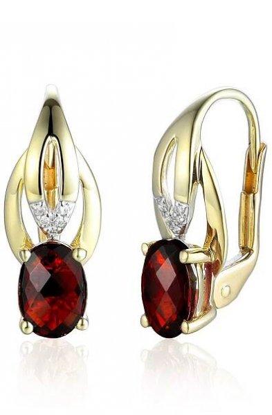 Diamantové náušnice Marjorie, kombinované zlato s brilianty a granáty | Luxur e-shop