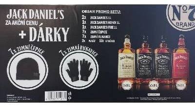 Jack Daniel´s set 4 x 1 l (2x JD 40%, 1x JD Fire 35%, 1x JD Honey 35%, 7x čepice, 7x rukavice, 2x pl