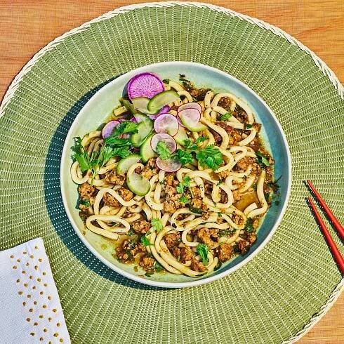 Pork and Tomatillo Udon
