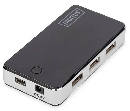 DIGITUS USB 2.0 7-Port Hub s napájecím adaptérem 5V/3.5A černý