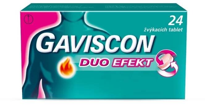 GAVISCON DUO EFEKT 250MG/106,5MG/187,5MG žvýkací tableta 24