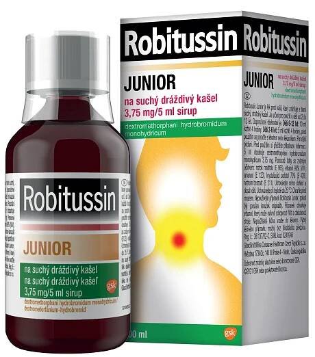 Robitussin Junior 3,75mg/5ml, sirup pro děti na suchý kašel 100 ml | Alphega.cz