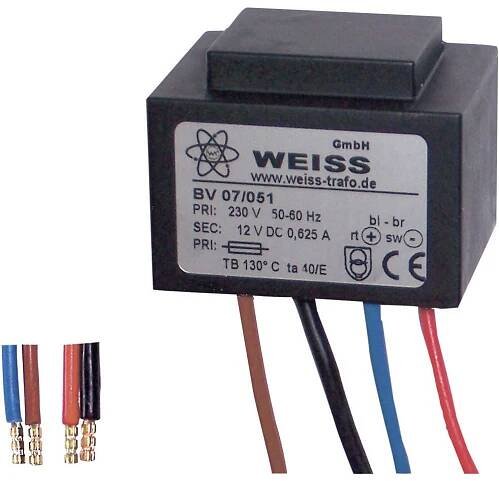 Weiss Elektrotechnik 07/053 kompaktní transformátor 1 x 230 V 1 x 8 V/AC 10 VA 1250 mA : Půhy.cz