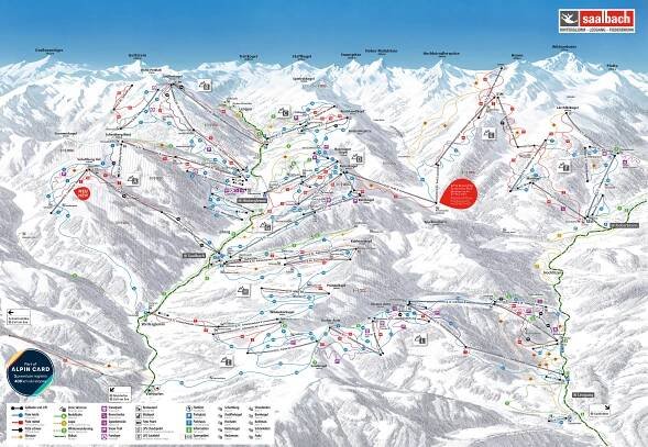 Piste map Skicircus Saalbach Hinterglemm Leogang Fieberbrunn