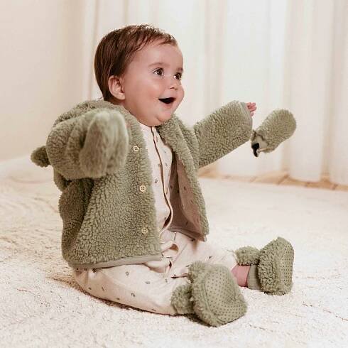 Little Dutch Rukavičky Teddy Soft Green