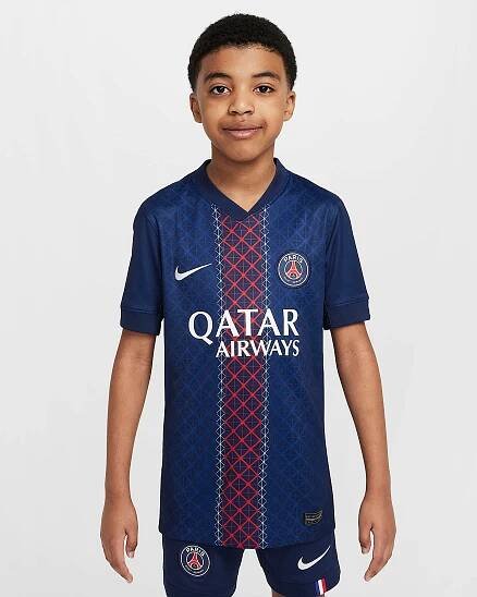 Replika domácího fotbalového dresu Nike Dri-FIT Paris Saint-Germain Stadium 2025/26 pro větší děti - Midnight Navy/Midnight Navy/Bílá