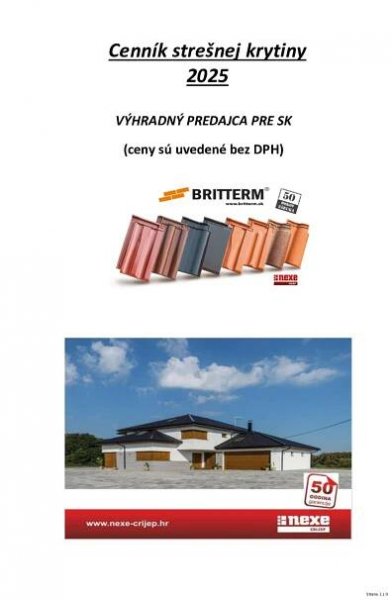 BRITTERM NEXE cenník - BRITTERM - Pravá slovenská tehla