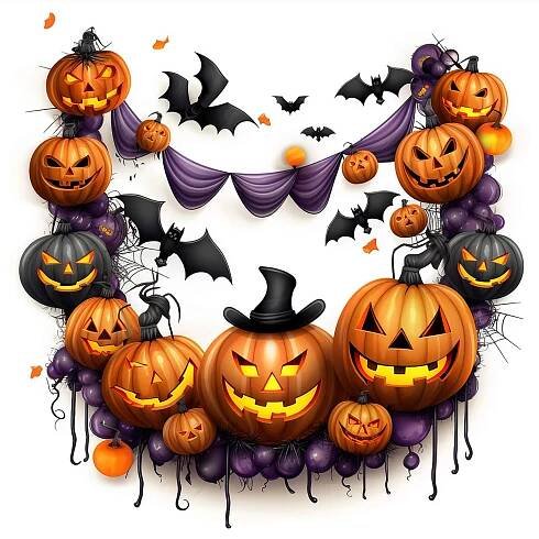 Legrační Halloween grafika na bílém pozadí