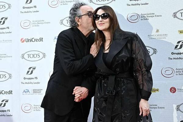 Tim Burton and Monica Bellucci Make Rare Appearance Together at 64th Globo d'Oro Awards in Rome