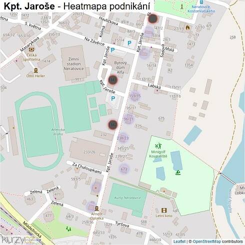 Mapa Kpt. Jaroše - Firmy v ulici.