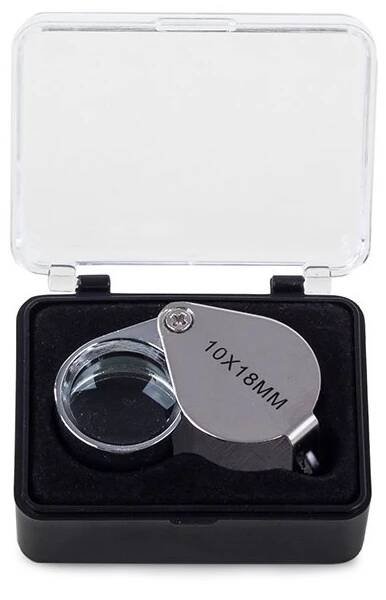 Verk 09003 Skládací mineralogická lupa - zvětšení 10 ×, průměr 18 mm