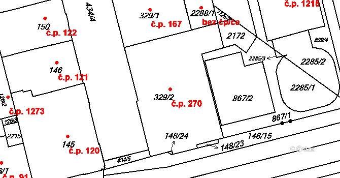 Nová Ulice 270, Olomouc na parcele st. 329/2 v KÚ Nová Ulice, Katastrální mapa