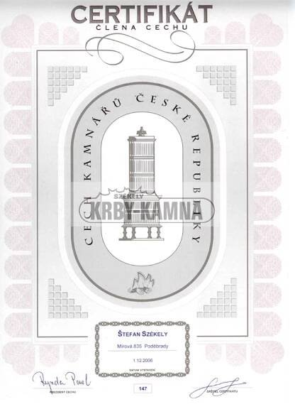 Certifikáty – Krby Kamna Székely s.r.o.