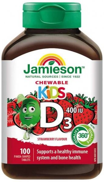 Jamieson Vitamín D3 Kids Jahoda 100 tablet