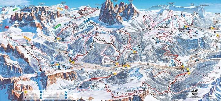 Val Gardena (Gröden) - mapa sjezdovek