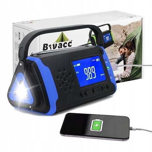 Reproduktor s rádiem Radiopřijímač Bivacc Quercus Bluetooth LED svítilna 50h/40 Výška výrobku 90 cm