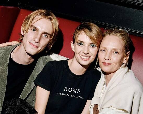 Levon Hawke, Maya Hawke and Uma Thurman at the New York premiere of "Asteroid City" held at Alice Tully Hall on June 13, 2023 in New York City. 