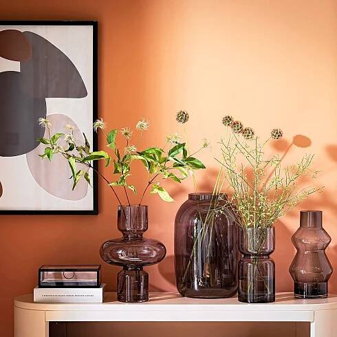 Sinao 22cm High Smoked Glass Vase