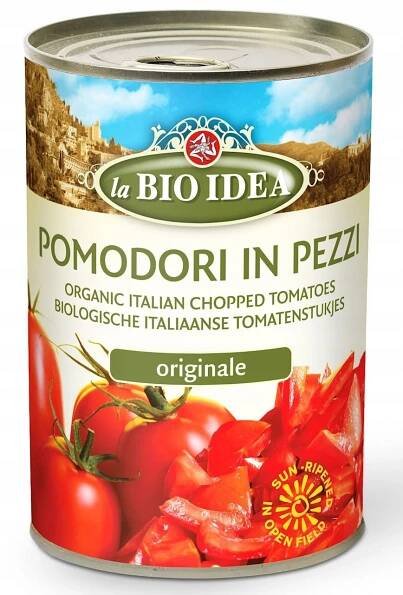 RAJČATA KRÁJENÁ BEZ KŮŽE BIO 400 g (PLECHOVKA) - LA BIO IDEA