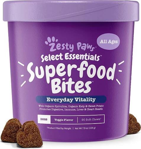Superfood Chewable Treats for Dogs - Grain Free Fruit & Veggies Dog Supplement