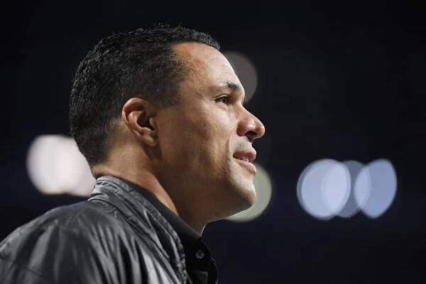 Former Atlanta Falcons tight end Tony Gonzalez looks on