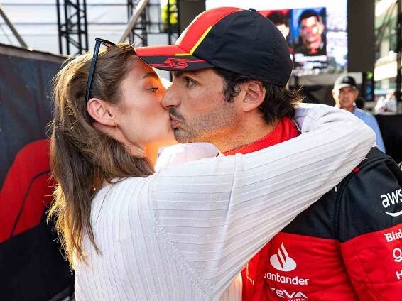 Carlos Sainz and Rebecca Donaldson Rebecca Donaldson after qualifying ahead of the F1 Grand Prix of Mexico at Autodromo Hermanos Rodriguez on October 28, 2023.