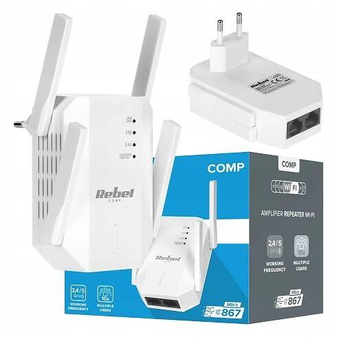 2 x Zesilovač signálu Wi-Fi dvoupásmový opakovač 2.4/5GHz 867 MB/s LAN Re