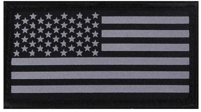 Nášivka REFLEXNÍ vlajka USA velcro ČERNÁ
