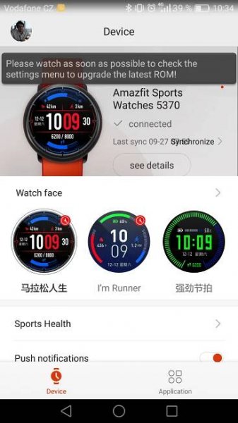 Chytré hodinky Xiaomi Huami Amazfit aplikace 1