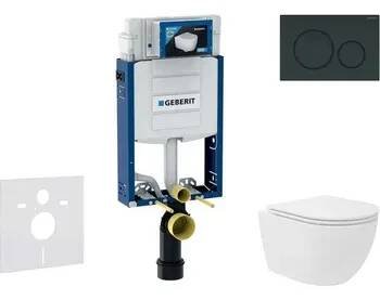 WC sada Geberit Kombifix - Set předstěnové instalace, kompaktního klozetu Oudee Vortex a sedátka softclose, tlačítko Sigma20, černá lesk/černá mat SANI15CA5133