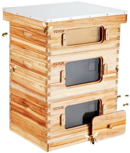 VEVOR Ul 2 Głębokie 1 Średnie Pudełko Na Pszczoły 562x462x760MM 25KG