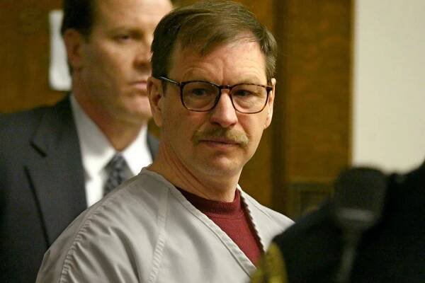 Gary Ridgway prepares to leave the courtroom where he was sentenced in King County Washington Superior Court December 18, 2003 in Seattle, Washington. Ridgway received 48 life sentences, with out the possibility of parole, for killing 48 women over the past 20 years in the Green River Killer serial murder case.